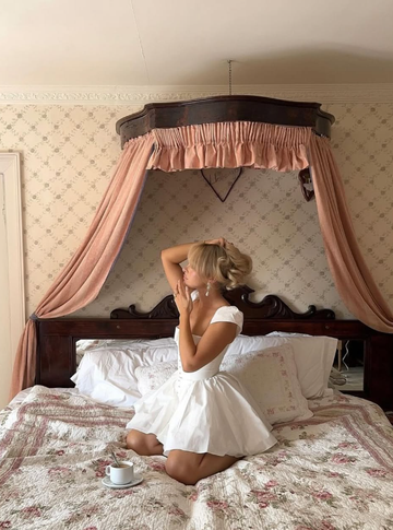 Princess A Line V Neck White Satin Short Homecoming Dress Birthday Dress HZ1023